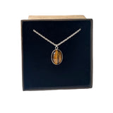 Pendentif ovale oeil de tigre