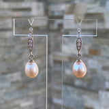 Boucles d'oreilles " perle d'eau douce violette "