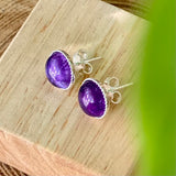 Boucles d’oreilles améthyste plate