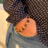 Bracelet en bronzite et bois de sental