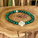 Malachite avec fleur de nacre